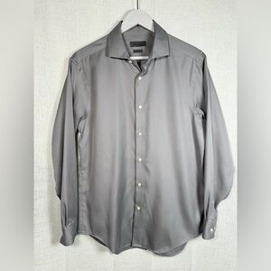 Calvin Klein Men's Grey Long-Sleeve Dress Shirt
